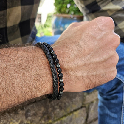 Leather Bracelet Fashion Beads - Black Star RRP €59