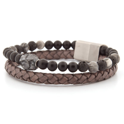 Lederarmband Rokes - Picasso Jaspis UVP 99€