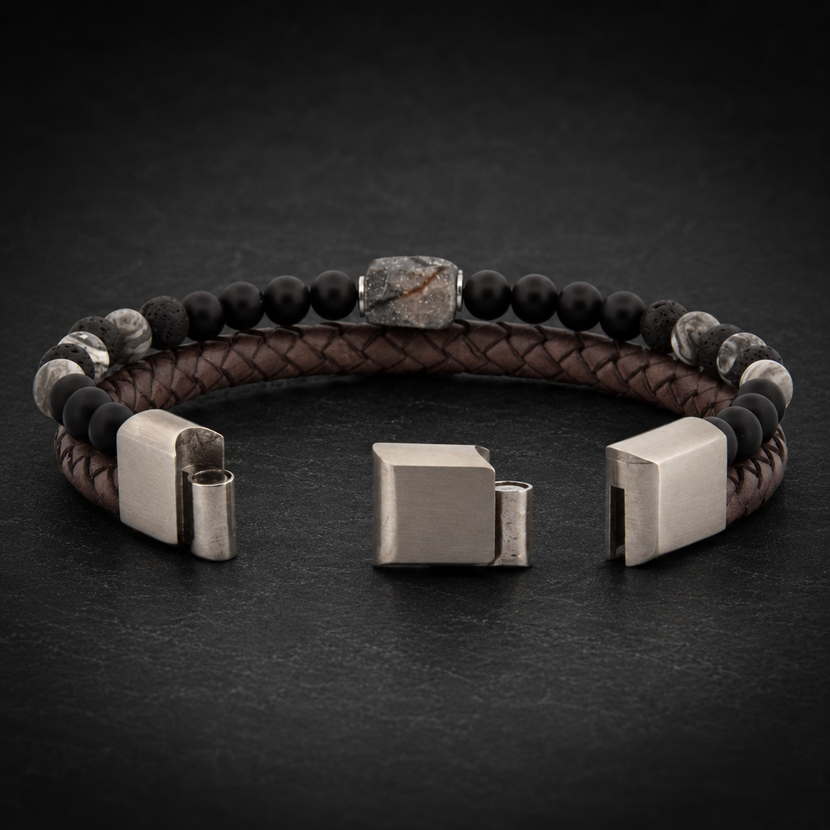 Lederarmband Rokes - Picasso Jaspis UVP 99€