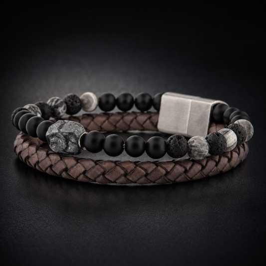 Lederarmband Rokes - Picasso Jaspis UVP 99€